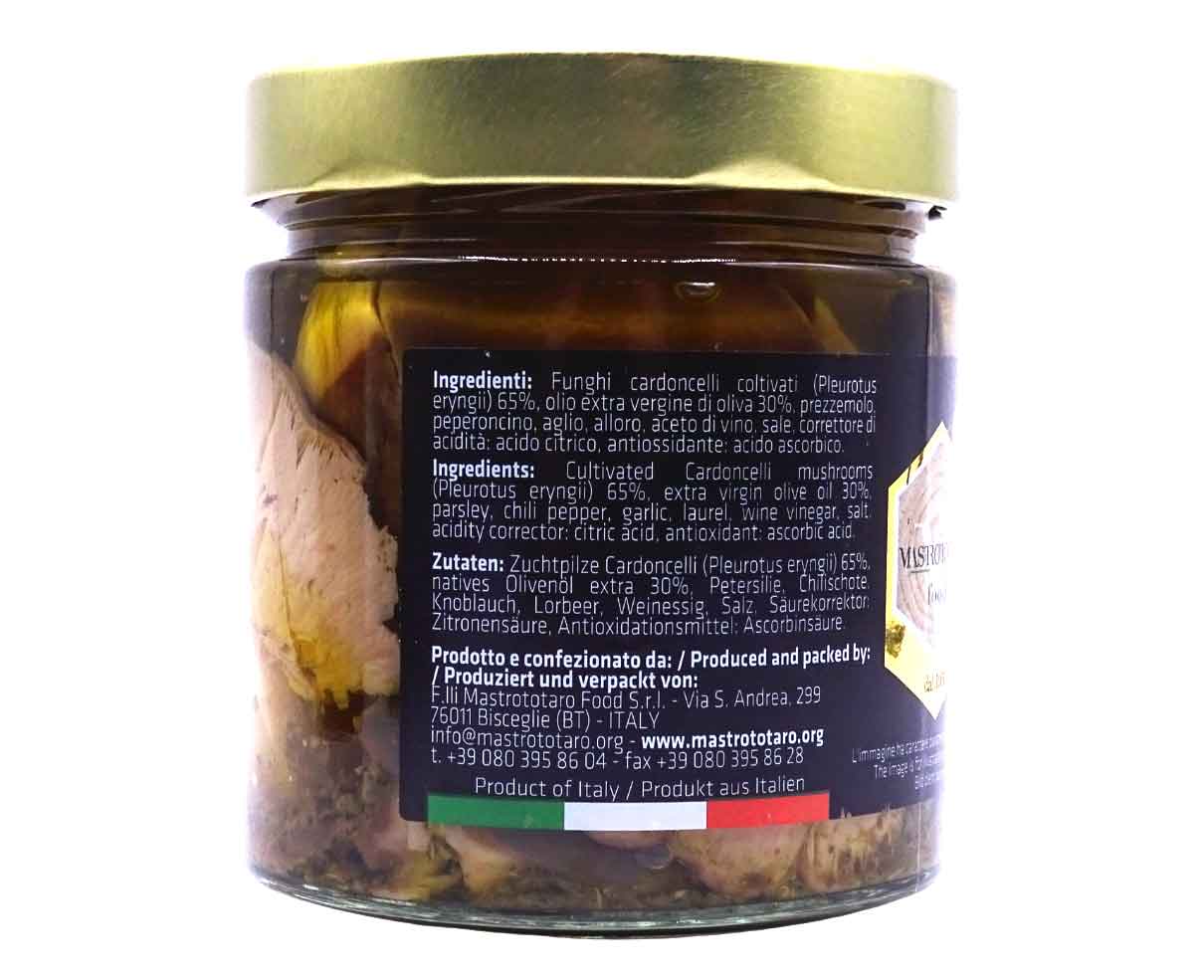 Funghi cardoncelli in olio evo Mastrototaro 370gr - APETITUS