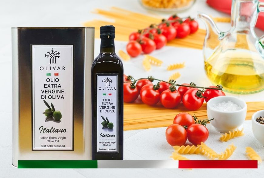 Olio extravergine d'oliva italiano Olivar l'olio evo da usare in cucina.